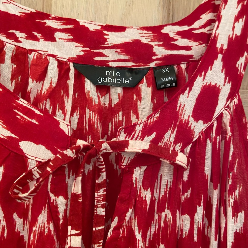 Mlle Gabrielle 3X Red
 and White Sleeveless Maxi Dress